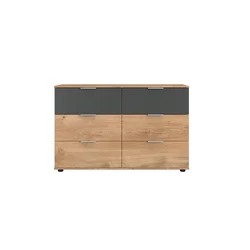 KOMODA 130/83/41 cm grafitno siva, boja hrasta