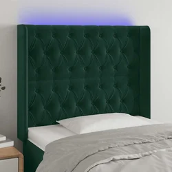 LED uzglavlje tamnozeleno 93x16x118/128 cm baršunasto