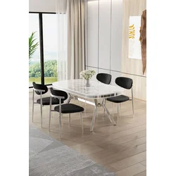 Hanah Home Trpezarijski set, 5 komada, Crni