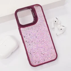 Maska za telefon Crystal Dots za iPhone 16 Pro Max, Bordo