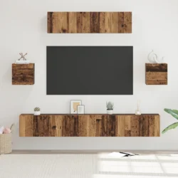 Set TV komoda Zidne 7 pcs Staro drvo Konstruirano drvo