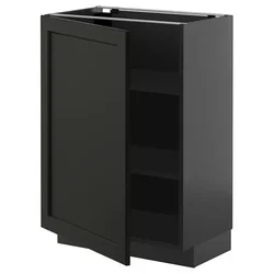 METOD Podni element s policama, Crnosiva/Lerhyttan crno bajcovano, 60x37 cm