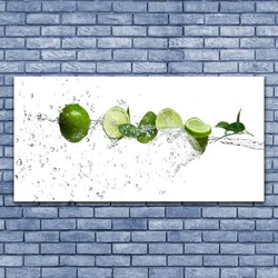 tulup.si Slika na steklu Lime vode kuhinja 140x70 cm 2 obešalnika