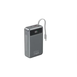 PB20-PD65-LCD-01 Gembird Powerbank od 65W za brzo punjenje sa integrisanim kablovima, 20000 mAh