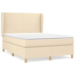 Vidaxl Box spring postelja z vzmetnico krem 140x190 cm blago