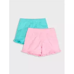 Sinsay - Pamučne kratke pantalone sa dekorativnim volanima 2 pack - šareno