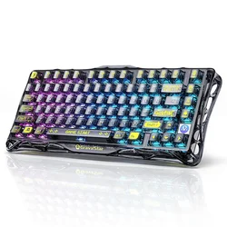 GravaStar Mercury K1 Lite 75% Wireless Mechanical Gaming Keyboard Transparent Black/Hot-swap/Shine-through keycaps/BSUN linear switches