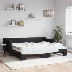 Dnevni krevet na razvlačenje crni 90 x 200 cm od tkanine