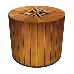shumee Dekorativni tabure, Bertoni, potisk kompasa - okrogel tabure za dnevno sobo, predsobo, valj 40 cm, eleganten, z zadrgo, pralno