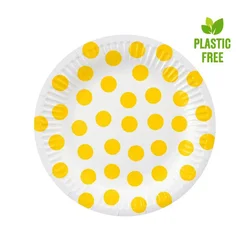 Tanjuri papirnati Dots 18cm 6kom Žuta