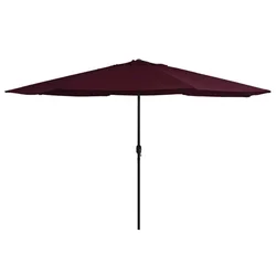 Vidaxl Zunanji senčnik s kovinskim drogom 390 cm bordo rdeč