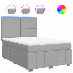 Vidaxl Box spring postelja z vzmetnico svetlo siva 140x200 cm blago