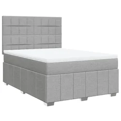 Vidaxl Box spring postelja z vzmetnico svetlo siva 140x200 cm blago