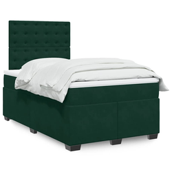 vidaXL Box spring postelja z vzmetnico temno zelena 120x200 cm žamet