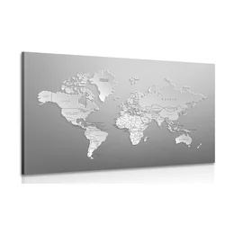 Slika črnobel zemljevid sveta v originalni izvedbi - 60x40