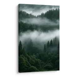 Slika tih iglasti gozd v megli - 40x60