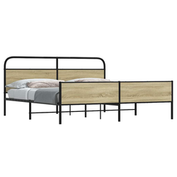 vidaXL Kovinski posteljni okvir brez vzmetnice sonoma hrast 180x200 cm