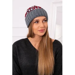 Womens cap Iris K348 dark gray+red