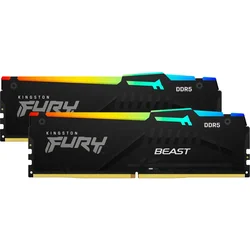 DDR5 32GB (2x16GB) 5200MT/s [FURY BEAST RGB], Non-ECC UDIMM, CL40 1.25V, 288-Pin 1Rx8, Black, Memory Kit, w/RGB Heatsink, XMP