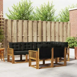 Set vanjskih sofa s jastukom 7 pcs Prirodna i crna