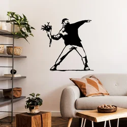 Opviq Zidna dekoracija Banksy Metal 01, 69x70 cm, 1.5 mm, Crna