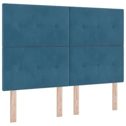 Vidaxl Vzglavje Temno modra 144 cm Žamet