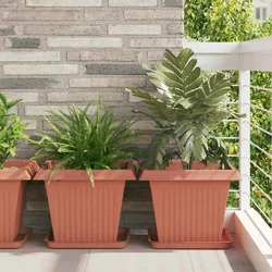 Kvadratna saksija za cvijeće 24 pcs Crvena cigla Plastika
