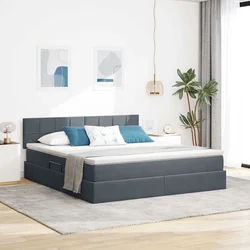 Krevet s od storage s madracem Tamno siva 160 x 200 cm Baršun