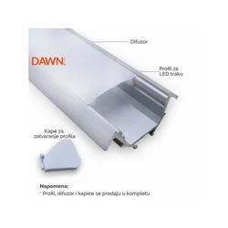 DAWN LED profil LL-ALP007-R komplet sivi