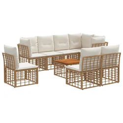 Set vanjskih sofa 9 pcs Prirodna i krema bijela Poliester