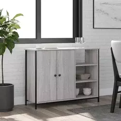 Komoda siva boja hrasta 100 x 33 x 75 cm konstruirano drvo