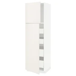 METOD/MAXIMERA Visoka omara z 2 vrati/4 predali, bela/Veddinge bela, 60x60x200 cm