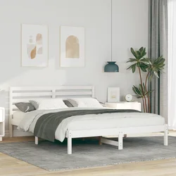 vidaXL Konstrukcija postelje Bela 150 x 200 cm Masivno borovo les