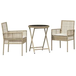 Vidaxl Vrtnik Bistro Set 3 szt. Bež poli ratan