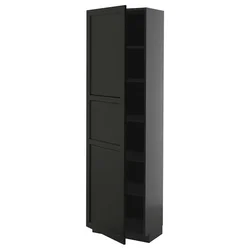 METOD Visoki element s policama, Crnosiva/Lerhyttan crno bajcovano, 60x37x200 cm