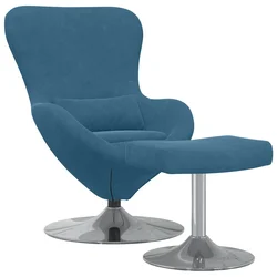 Jaja Stolica s Pufom with Footstool Plava Baršun