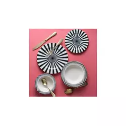 24-delni jedilni servis, bel/črn/porcelan
