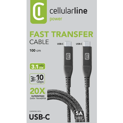 Cellularline Kabel CELLULARLINE USB-C na USB-C 5A 3.1 TAB 1m Crni, (57198610)