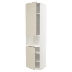 METOD Visoka omara za mv pečico+2vr/plc, bela/Havstorp bež, 60x60x240 cm