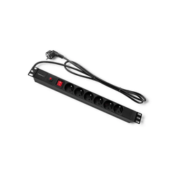 Qoltec Razvodni PDU panel za rek orman sa CB, 1U, 16A, 6xŠuko, 19