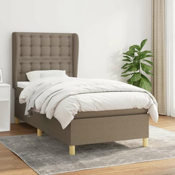 shumee Box spring postelja z vzmetnico taupe 90x200 cm blago