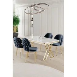 Hanah Home Set Trpezarijski sto i 4 stolice Rigel, Plavo-beli