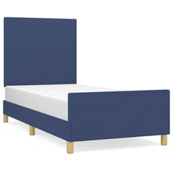 Vidaxl posteljni okvir brez vzmetnice Modra 100x200 cm Tkanina