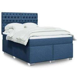 vidaXL vidaXL Box spring postelja z vzmetnico modra 140x190 cm blago, (21321418)