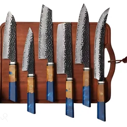 Set damaškovih kuhinjskih noževa AI-37600 - Tamno plava KP37600