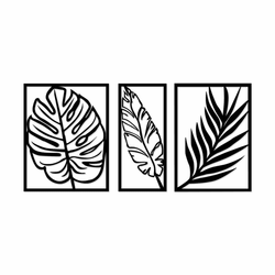 WALLXPERT Dekorativni metalni zidni dodatak Leaf 2 Black