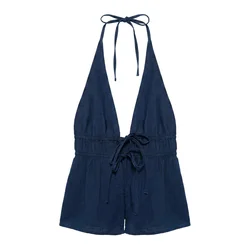 Pull&Bear Top temno modra