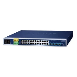 PLANET IP30 19 Rack Mountable Industrial L2/L4 24-Port 10/100/1000T + 4-Port 10G SFP+ Managed Switch Upravljano L2/L4 Gigabit Ethernet (10/100/1000) 1U Modra