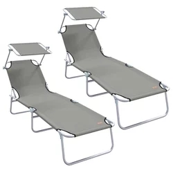 Ležaljka 2 pcs Siva 58 x 188 x 77cm Poliester