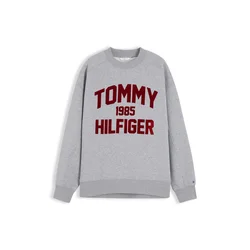 TOMMY HILFIGER Majica Varsity siva/vinsko rdeča
